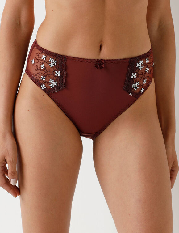 Culotte microfibre tulle brodé Caminata (chocolat) Culotte microfibre tulle brodé Caminata (chocolat)